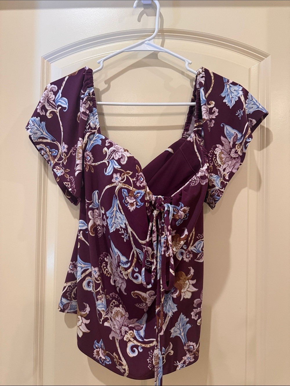 White House/Black Market corset style off shoulder top